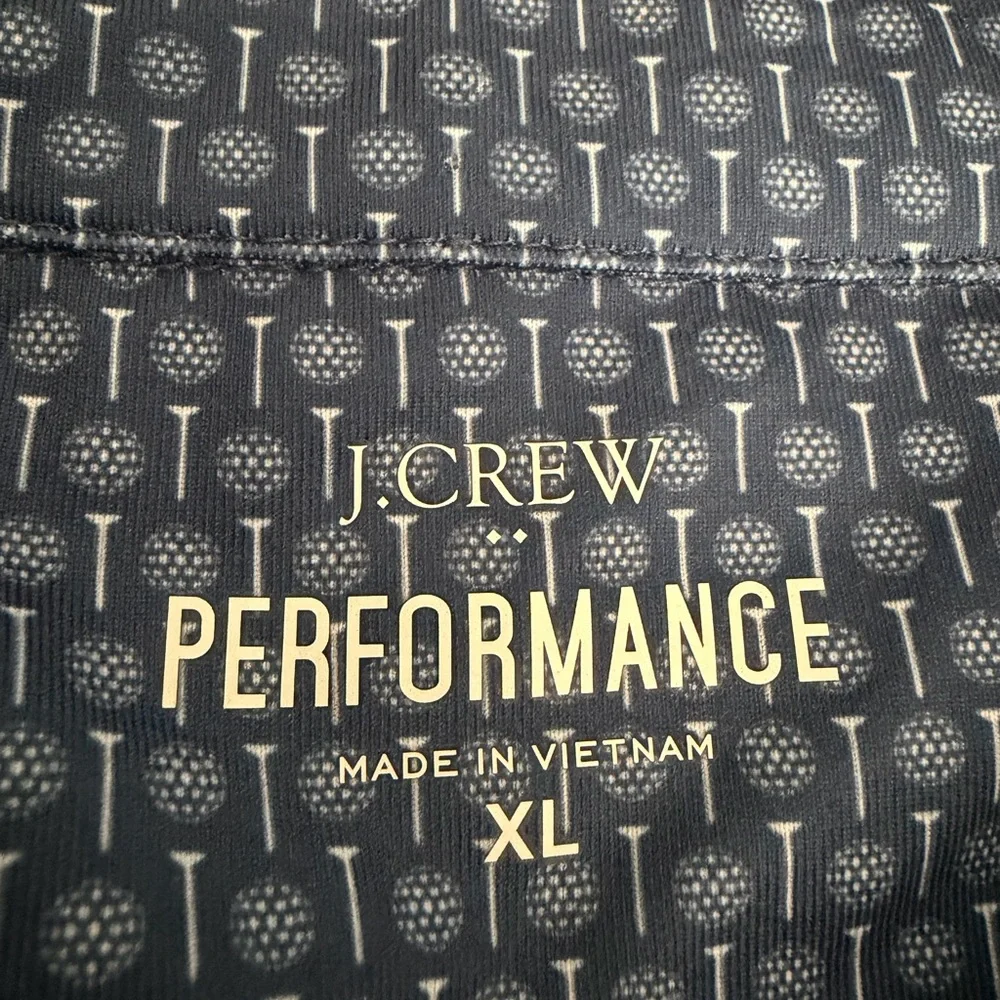 J.Crew Performance Polo Shirt XL Blue Golf Ball Print Stretch Golf Casual Resort